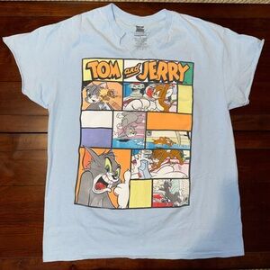 Tom and Jerry Graphic T-Shirt Large Cartoon Network Y2K blue tee official